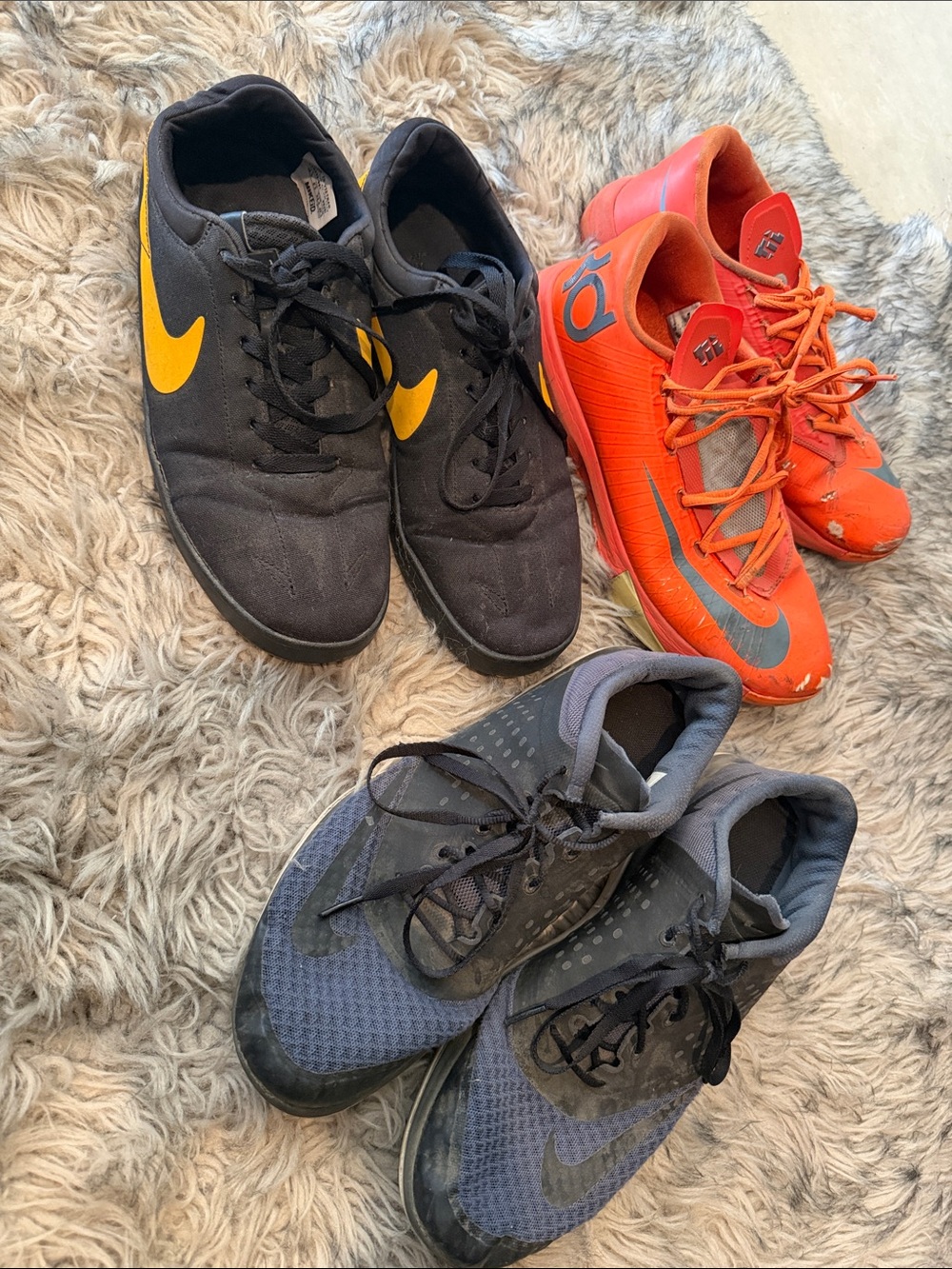 Nike Men’s Athletic Shoes in Black/Yellow, Orange, and Gray/Blue